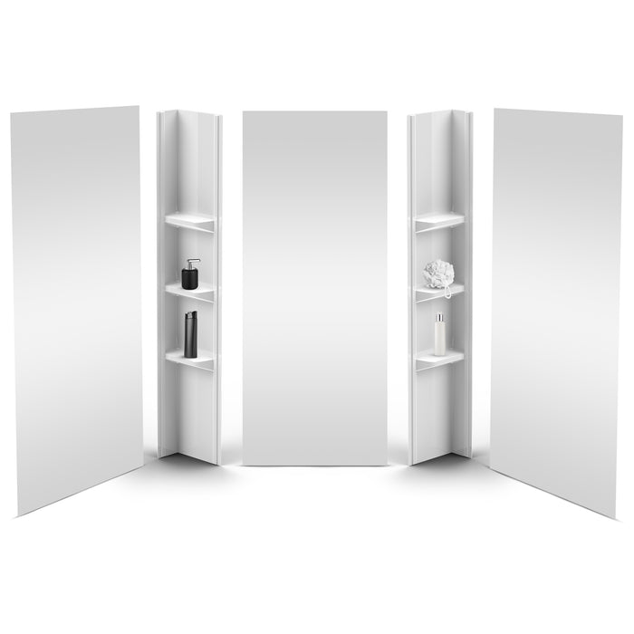 80 in. high polystyrene tub or shower surround with shelves (5-piece) - Plain Wall & Large Basic Shelves
