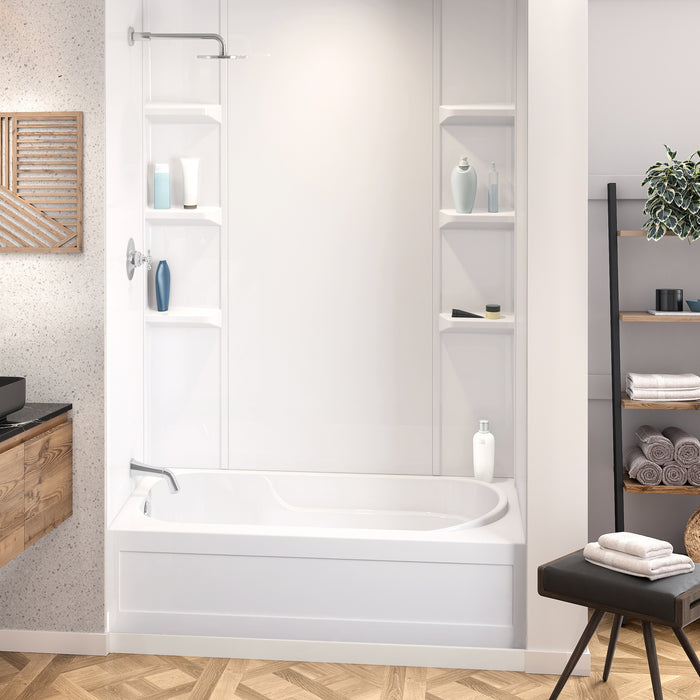 80 in. high polystyrene tub or shower surround with shelves (5-piece) - Plain Wall & Large Basic Shelves