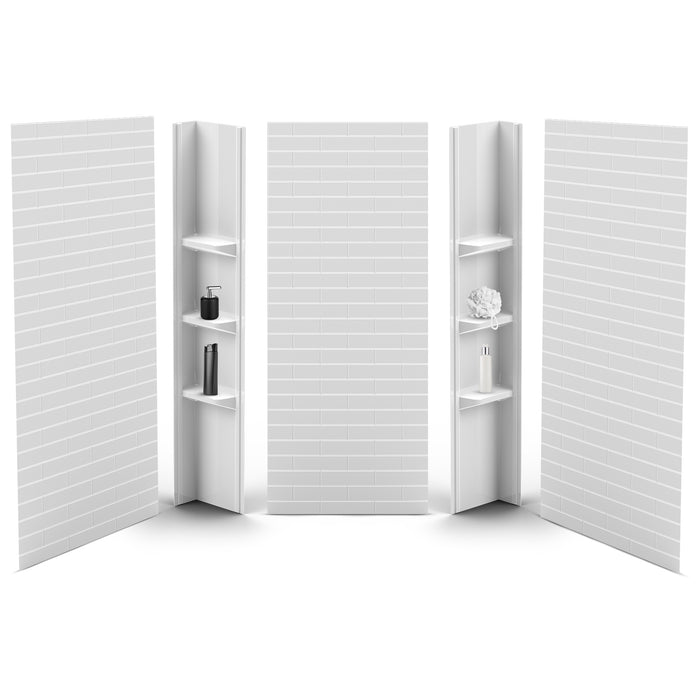 80 in. high polystyrene tub or shower surround with shelves (5-piece) - Subway Tiles & Large Basic Shelves