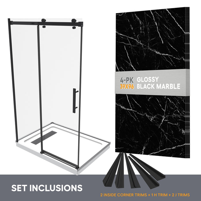 60 x 32 all-in-one alcove shower kit with decorative wall panels