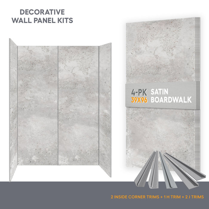 Wall panel kit for 60x32 alcove shower - Boardwalk (satin finish)