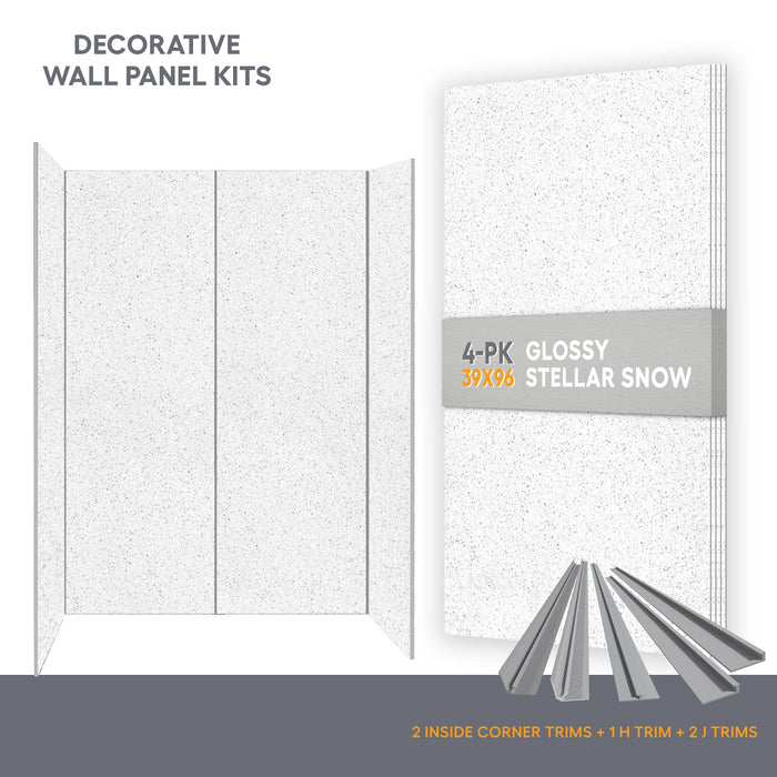 Wall panel kit for 60x32 alcove shower - Stellar snow (glossy finish)