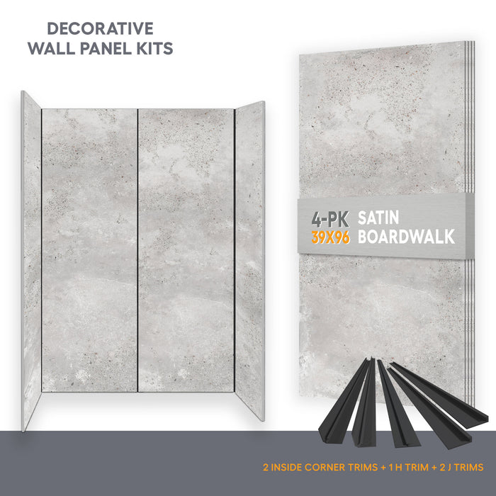 Wall panel kit for 60x32 alcove shower - Boardwalk (satin finish)