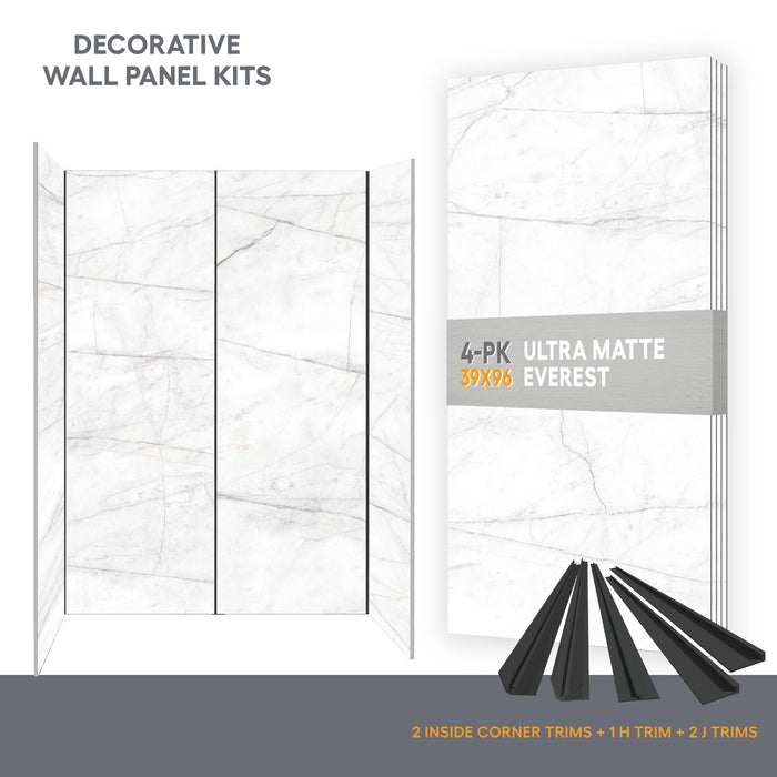 Wall panel kit for 60x32 alcove shower - Everest (ultra matte finish)