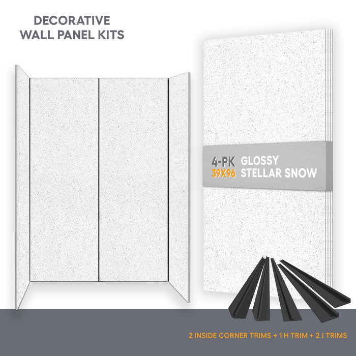 Wall panel kit for 60x32 alcove shower - Stellar snow (glossy finish)