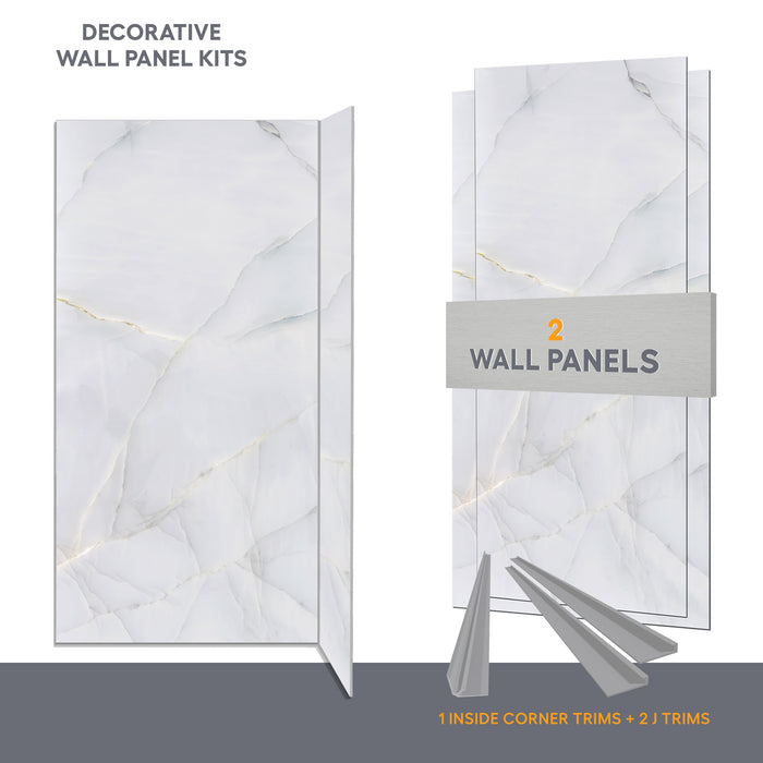 Wall panel kit for 48x36 corner shower - Sea shell marble (glossy finish)