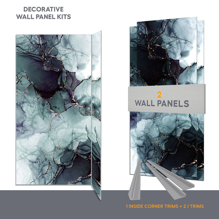 Wall panel kit for 48x36 corner shower - Smokey blue (glossy finish)