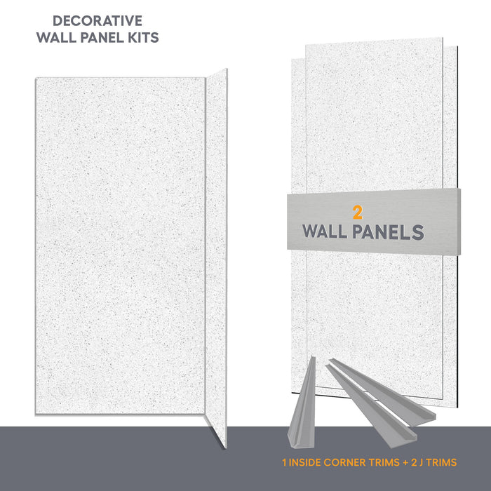 Wall panel kit for 48x36 corner shower - Stellar snow (glossy finish)