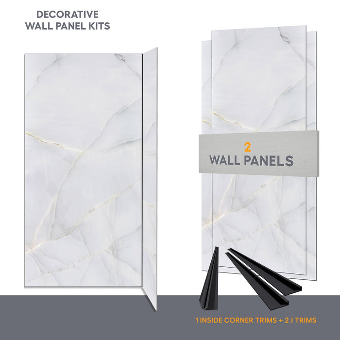 Wall panel kit for 48x36 corner shower - Sea shell marble (glossy finish)