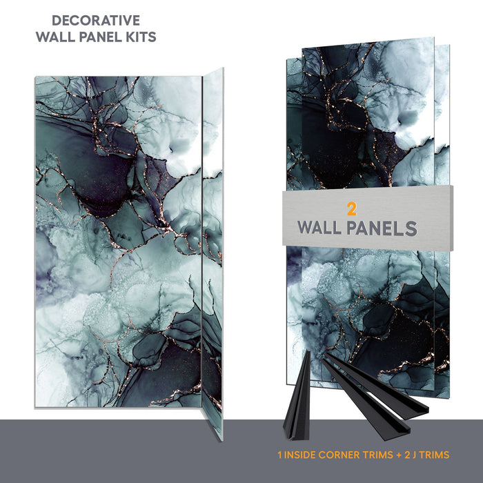Wall panel kit for 48x36 corner shower - Smokey blue (glossy finish)