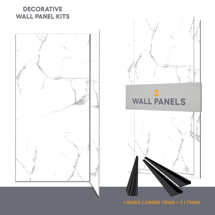 Wall panel kit for 48x36 corner shower - White Marble (glossy finish)