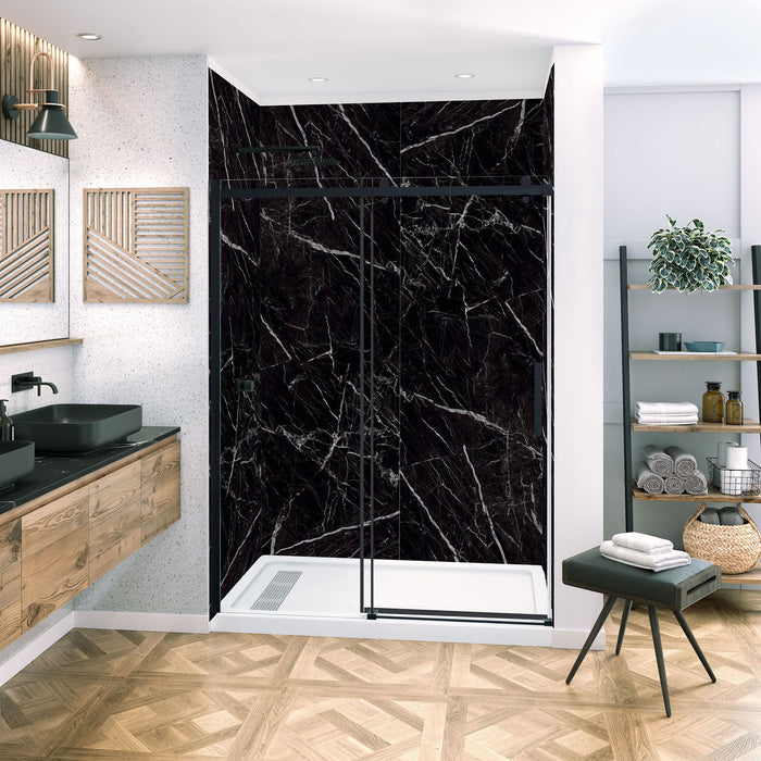 60 x 32 all-in-one alcove shower kit with decorative wall panels