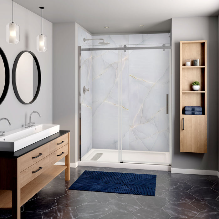 Wall panel kit for 60x32 alcove shower - Sea shell Marble (glossy finish)