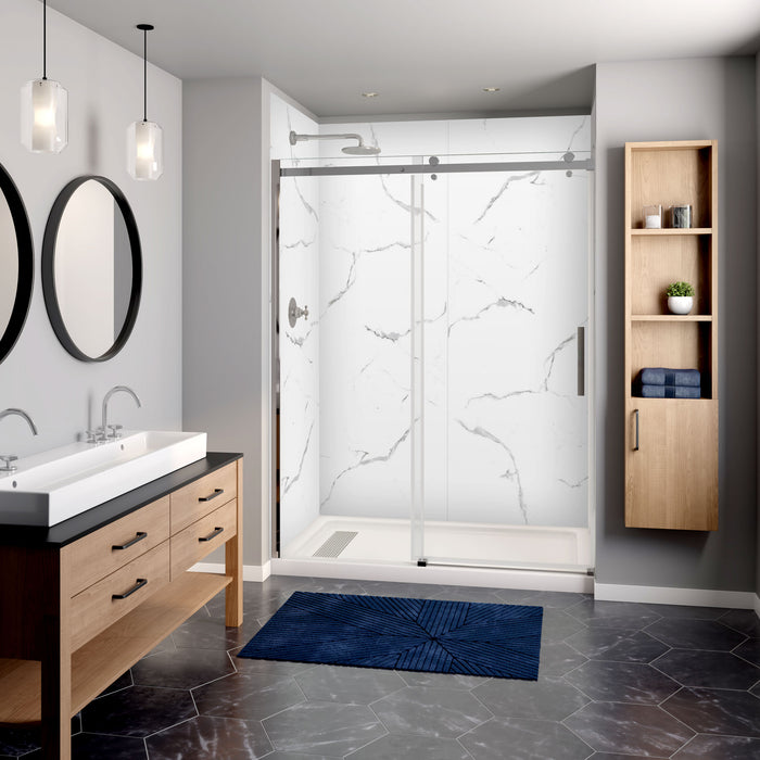 Wall panel kit for 60x32 alcove shower - White Marble (glossy finish)