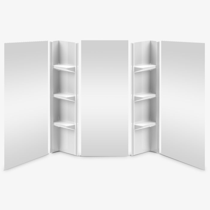 58 in. high polystyrene tub surround with shelves (5-piece) - Plain Wall & Large Basic Shelves
