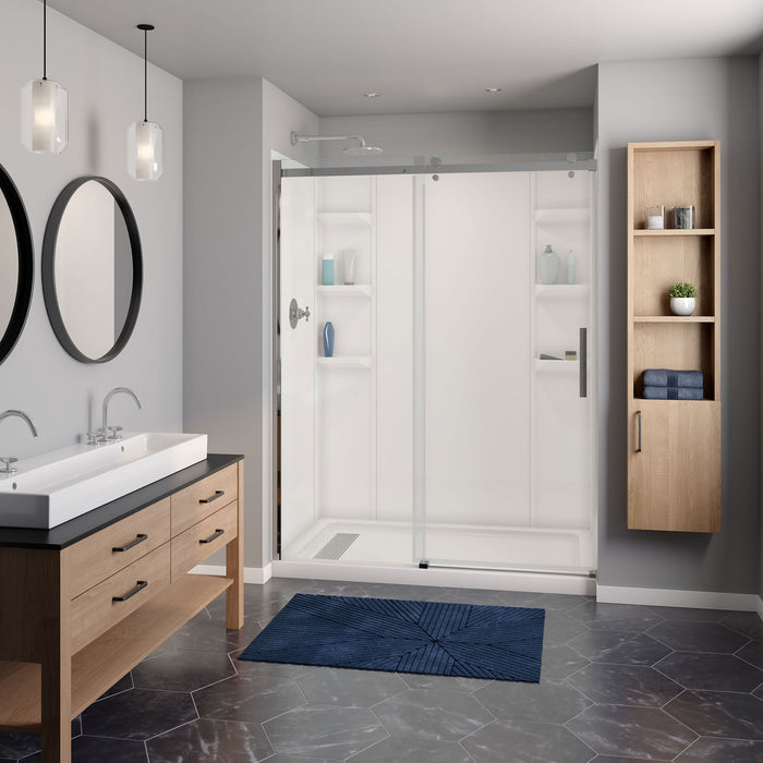 80 in. high polystyrene tub or shower surround with shelves (5-piece) - Plain Wall & Large Basic Shelves