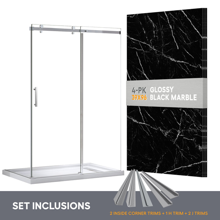 60 x 32 all-in-one alcove shower kit with decorative wall panels