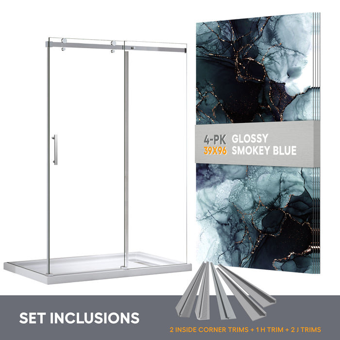 60 x 32 all-in-one alcove shower kit with decorative wall panels