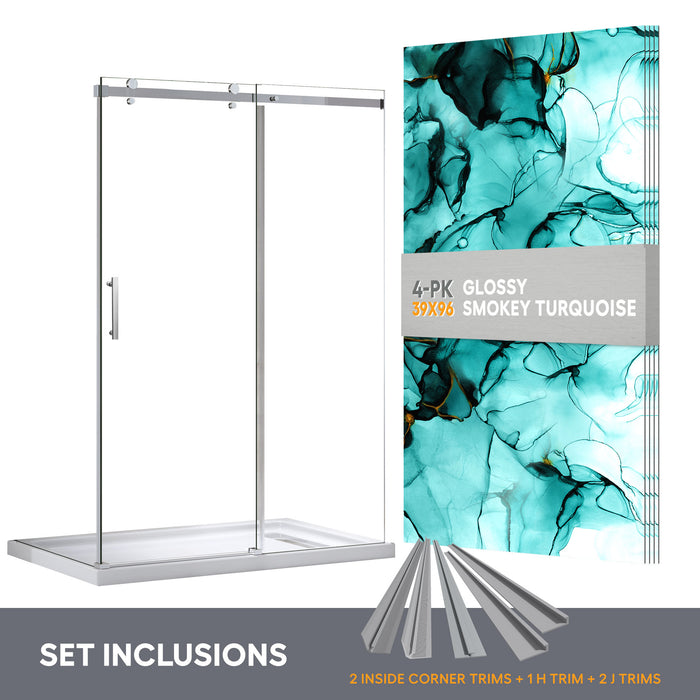 60 x 32 all-in-one alcove shower kit with decorative wall panels